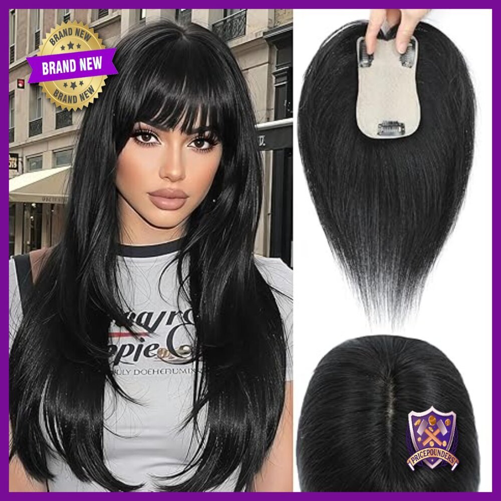 Real Human Hair Topper with Realistic Scalp Line for Thinning Hair